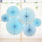 Manovedant Decorative Plain & Printed Paper Fans (Blue) - 6 Pieces - 1 U