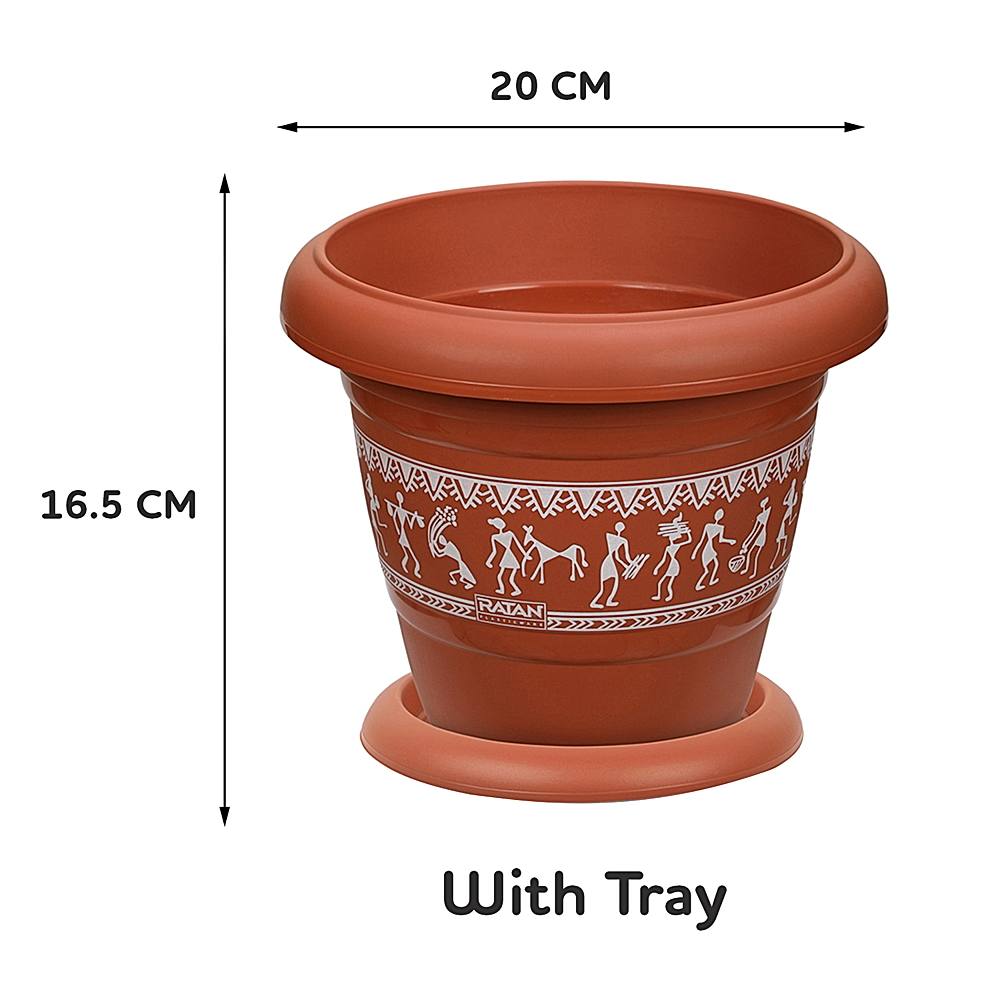 Ratan Varli Planter With Plate - No.3 - 1 U