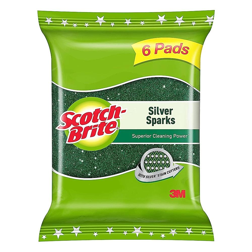 Scotch Brite Silver Spark Scrub Pads - 6 U