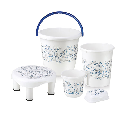 Joyo Plastic Bathroom Set (Blue) - Set of 5 - 5 U