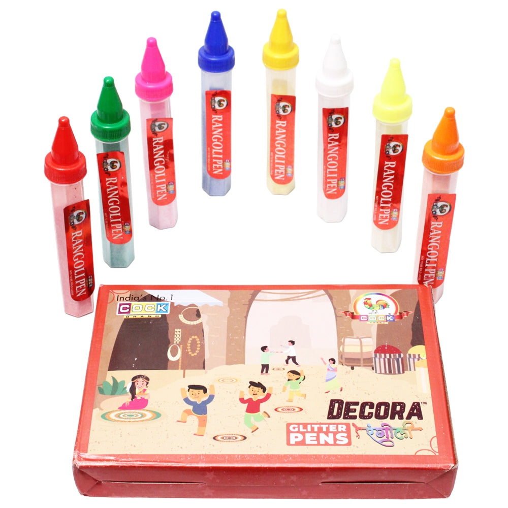 Cock Brand Decora Glitter Rangoli Pens 1 Unit - 8 U