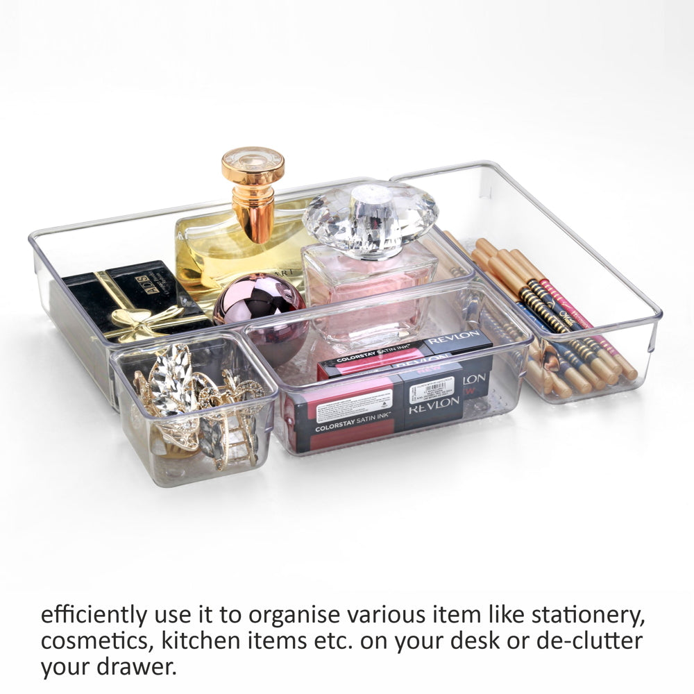Jaipet Alexa Multipurpose Drawer Organiser (Transparent) - Set Of 4 - 1 U