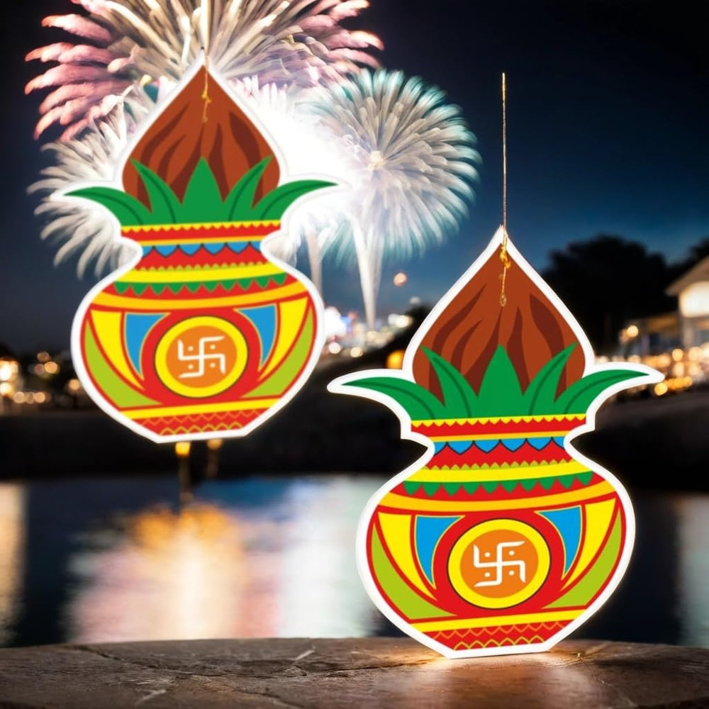 JB Homes Happy Diwali Kalash Shape Paper Hanging (HG 3359) - 10 Pieces - 1 U