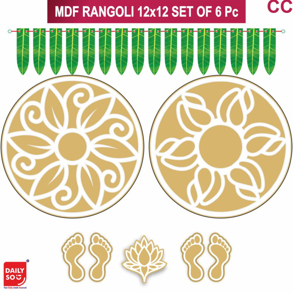 Dailyso Mdf Rangoli Stencil Combo 12 Inch D3 - Pack Of 6 - 1 U