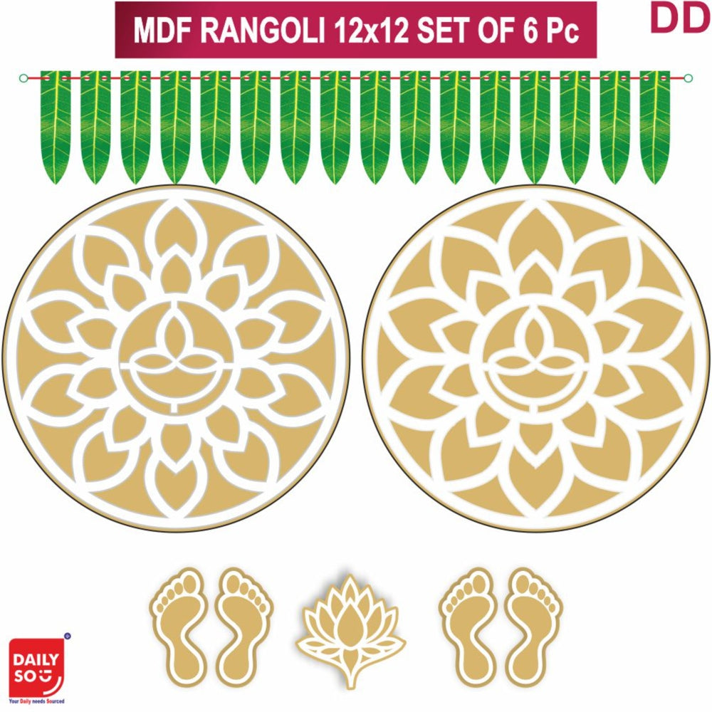 Dailyso Mdf Rangoli Stencil Combo 12 Inch D4 - Pack Of 6 - 1 U