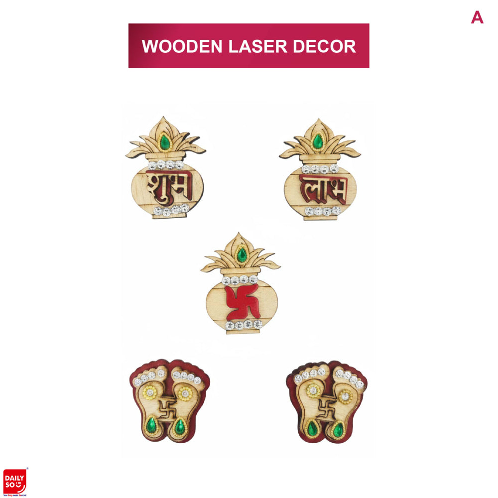 Dailyso Wooden Shubha Labh 5 Star Sticker D1 - 1 U