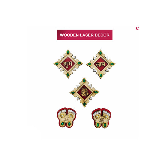 Dailyso Wooden Shubha Labh 5 Star Sticker D3 - 1 U