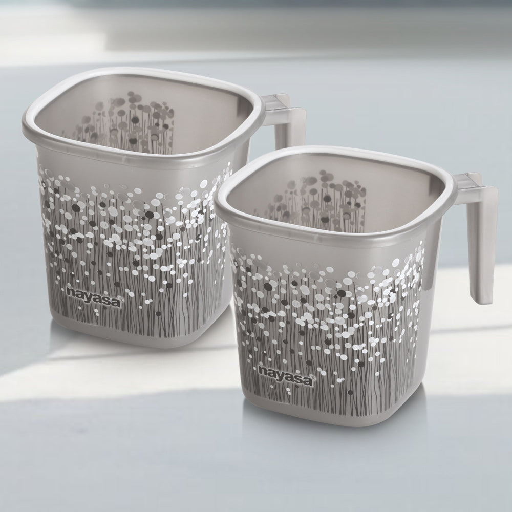 Nayasa Funk Square Ring Bath Mug (Black) - Set of 2 - 1 U
