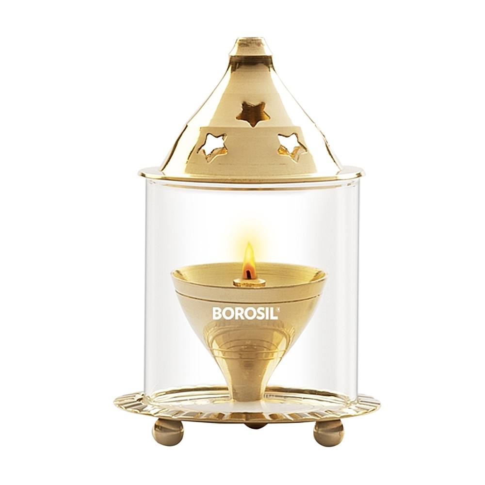 Brass Borosil Akhand Diya Small - 1 U