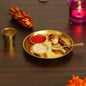 Ecraftindia Brass Pooja Thali Golden - 5 U