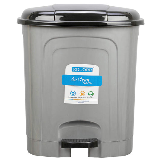 Kolorr Plastic Go Clean Pedal Bin - Silver (13 L) - 1 U