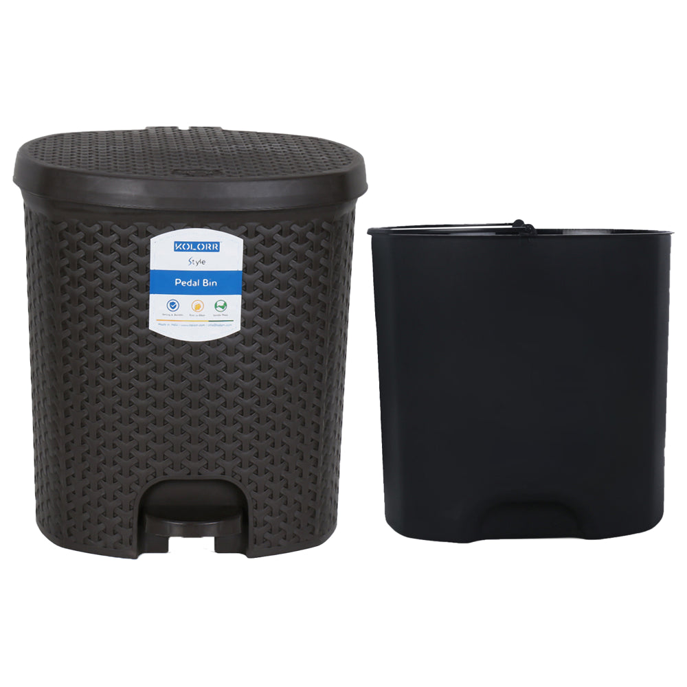 Kolorr Plastic Royal Pedal Bin - Dark Brown (14.1 L) - 1 U