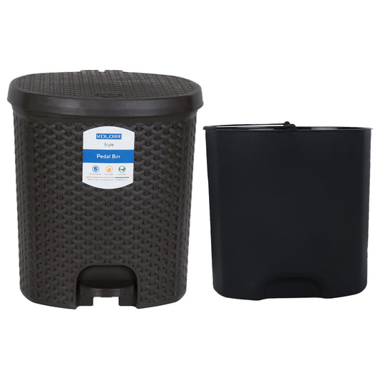 Kolorr Plastic Royal Pedal Bin - Dark Brown (14.1 L) - 1 U