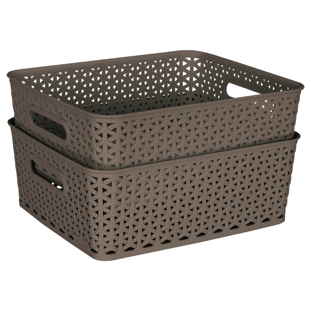 Kolorr Plastic Royal Medium Basket (Light Brown) 6 L - Set Of 2 - 2 U