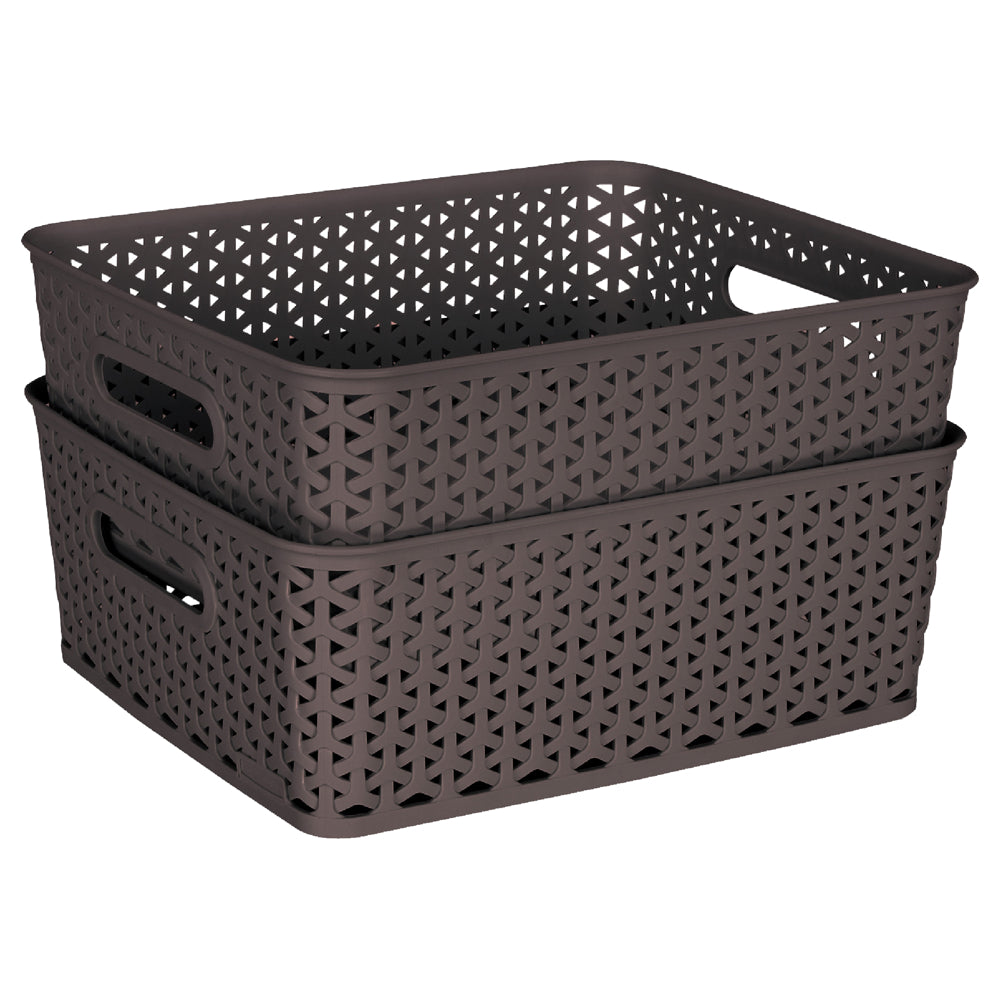 Kolorr Plastic Royal Medium Basket (Dark Brown) 6 L - Set Of 2 - 2 U