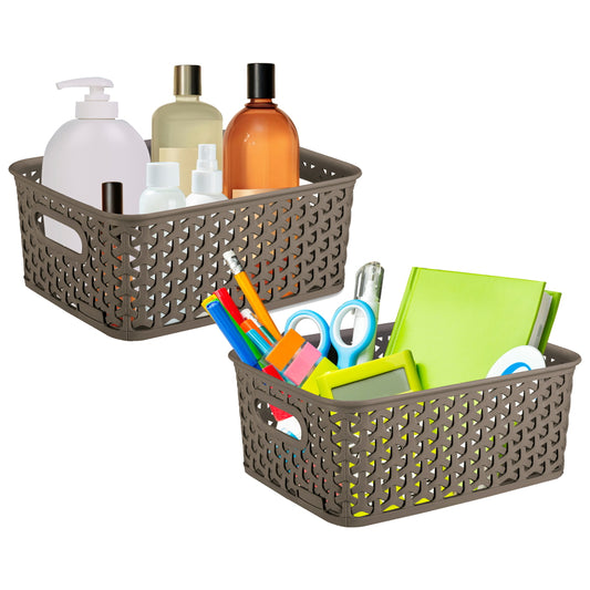 Kolorr Plastic Royal Small Basket (Lt Brown) 4 L - Set Of 2 - 2 U