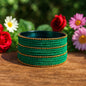 House Of Festival Green & Gold Metal Velvet Bangles Set Of 16 - Size 2.6 - 1 Unit