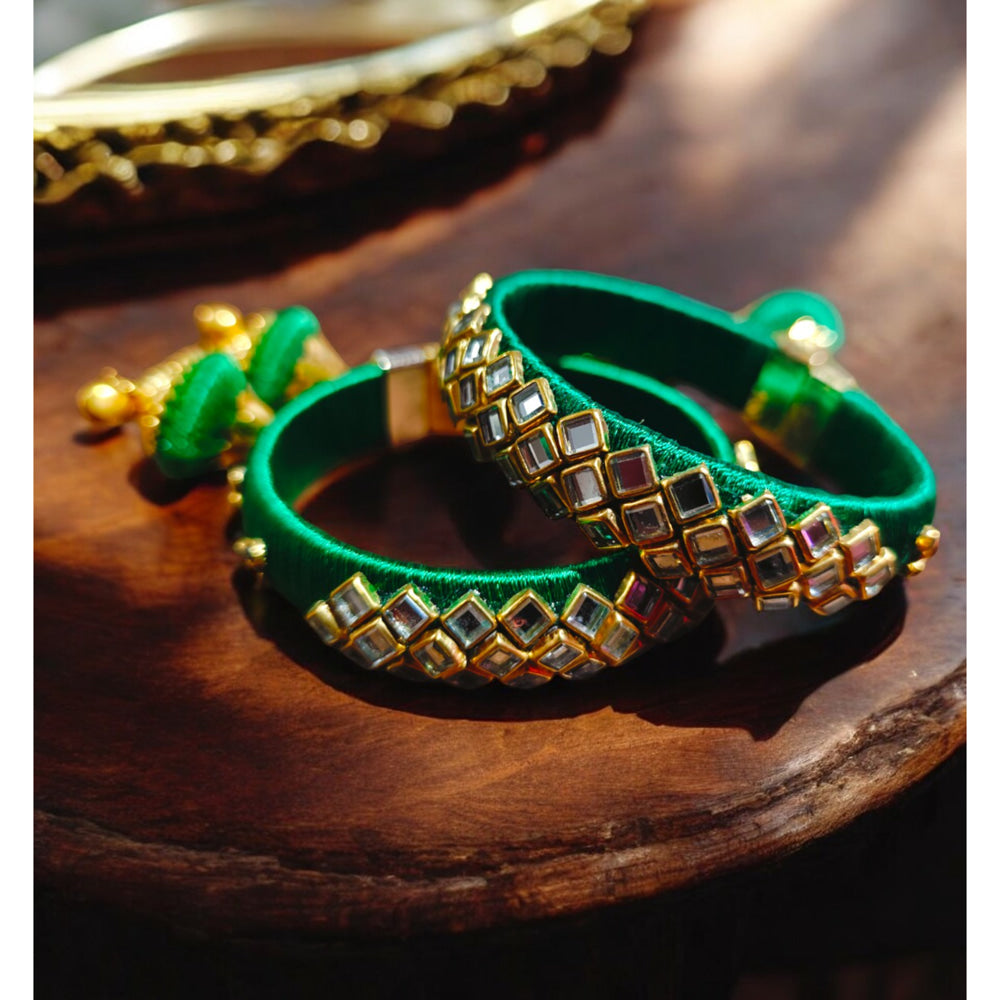 House Of Festival Free Size Open Kangan Green Pair - 1 Unit