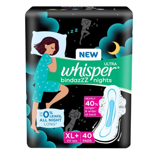 Whisper Ultra Bindazzz Nights Sanitary Pads (XXL+) :40 Unit