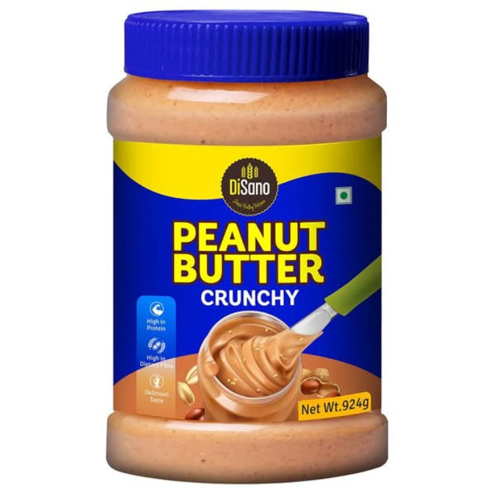 Disano Natural Peanut Butter Crunchy Unsweetened, 100% Roasted Peanut Butter, 30 Gm Protein