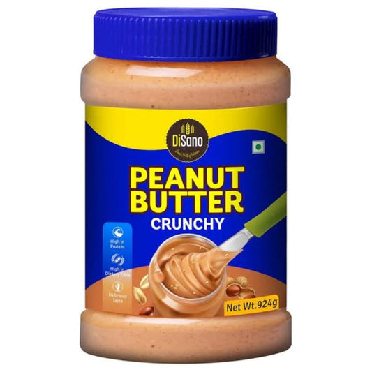 Disano Natural Peanut Butter Crunchy Unsweetened, 100% Roasted Peanut Butter, 30 Gm Protein
