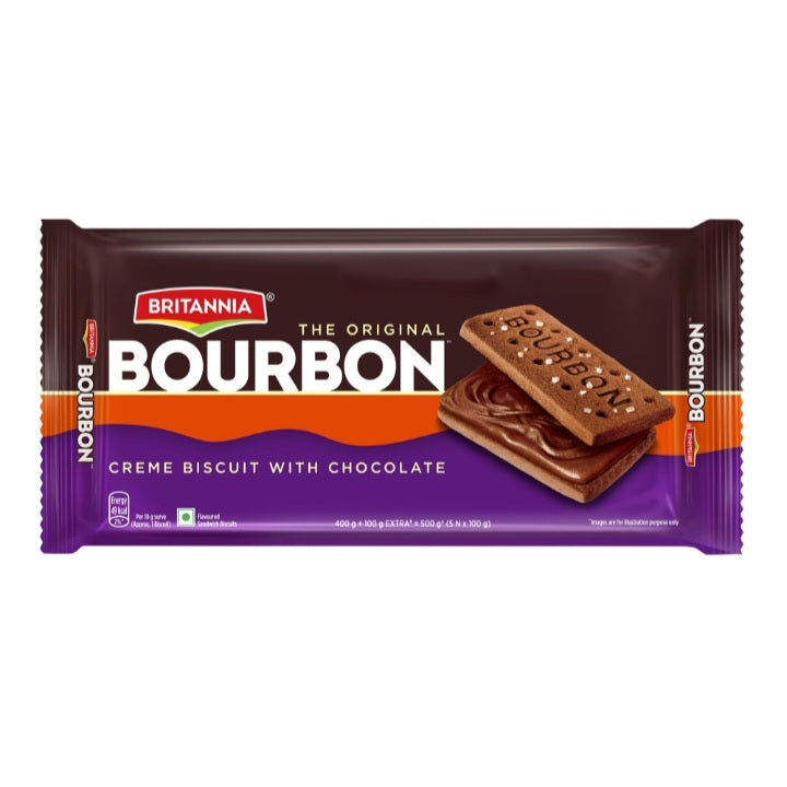 Britannia Bourbon Sandwich Flavoured Biscuits: 500 gms