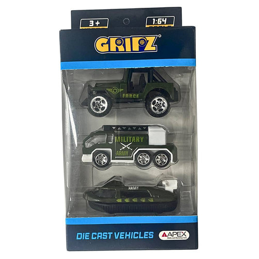 Gripz Diecast Military Force Car Set - Pack Of 3 - 1 Unit