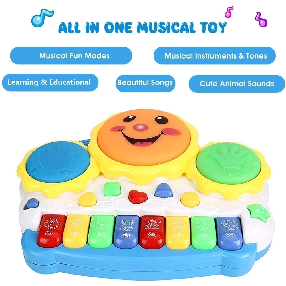 Toyshine Sun Shape Drum Keyboard Musical Toy - Multicolour - 1 U