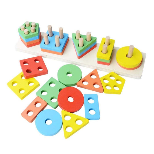 Toyshine Wooden Angle Geometric Block Puzzle Set - Multicolour - 1 U