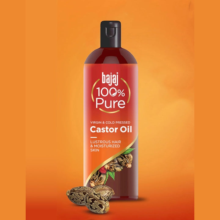 BAJAJ CONSUMER CARE 100% Pure Virgin & Cold Pressed Castor Oil For Lustrous Hair - 200ml