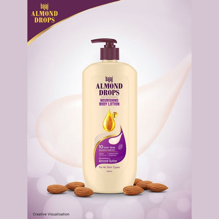 BAJAJ CONSUMER CARE 72H Moisture Retention Almond Drops Lotion with Almond Butter - 600 ml