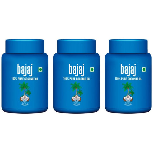 BAJAJ CONSUMER CARE Set of 3 100% Pure Coconut Oil Wide Mouth Jar - 600ml Each