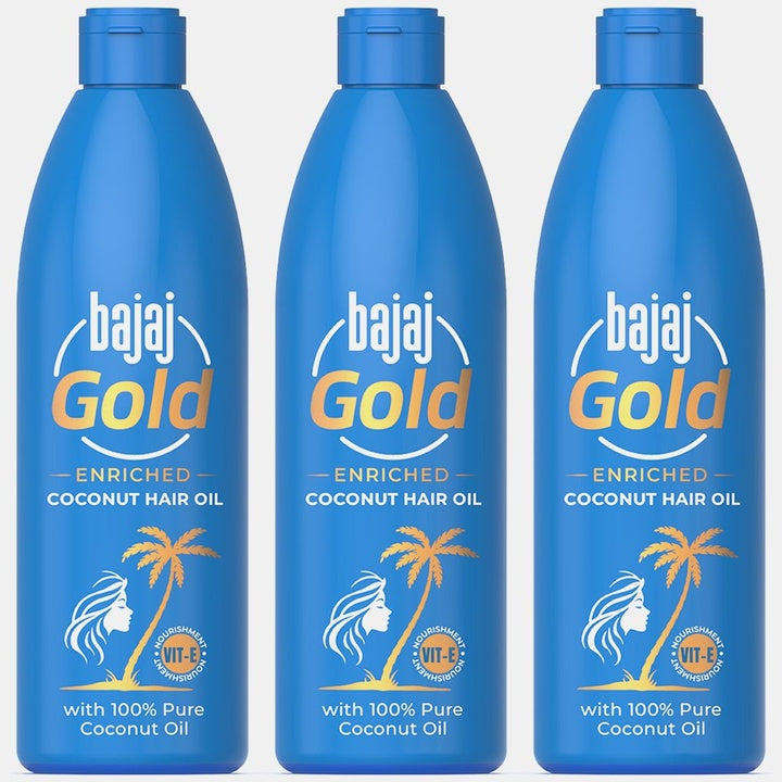 BAJAJ CONSUMER CARE Set of 3 Gold Enriched Coconut Hair Oil - 500ml Each