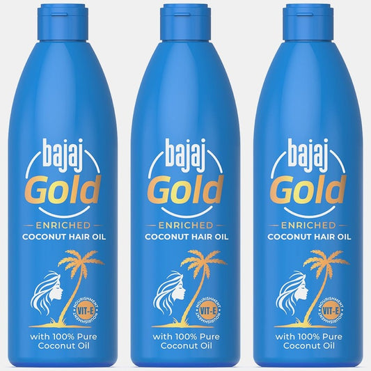 BAJAJ CONSUMER CARE Set of 3 Gold Enriched Coconut Hair Oil - 500ml Each