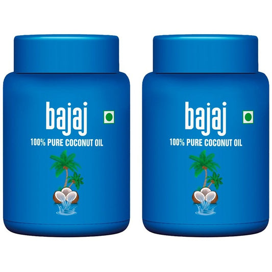 BAJAJ CONSUMER CARE Set Of 2 100% Pure Coconut Oil Wide Mouth Jar - 600ml Each