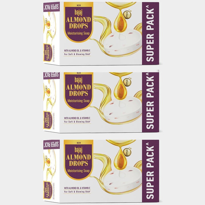 BAJAJ CONSUMER CARE Set Of 3 Almond Drops Moisturizing Soap 125g Each - 5 Pcs Each Pack