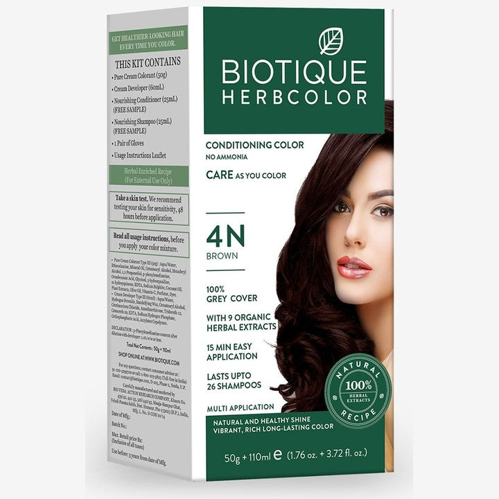 Biotique Unisex Sustainable Hair Conditioning Herbcolor - Brown 4N