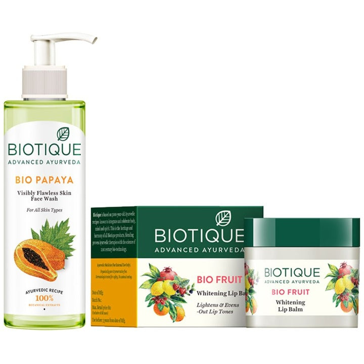 Biotique Set Of Bio Papaya Face Wash & Bio Fruit Lip Balm