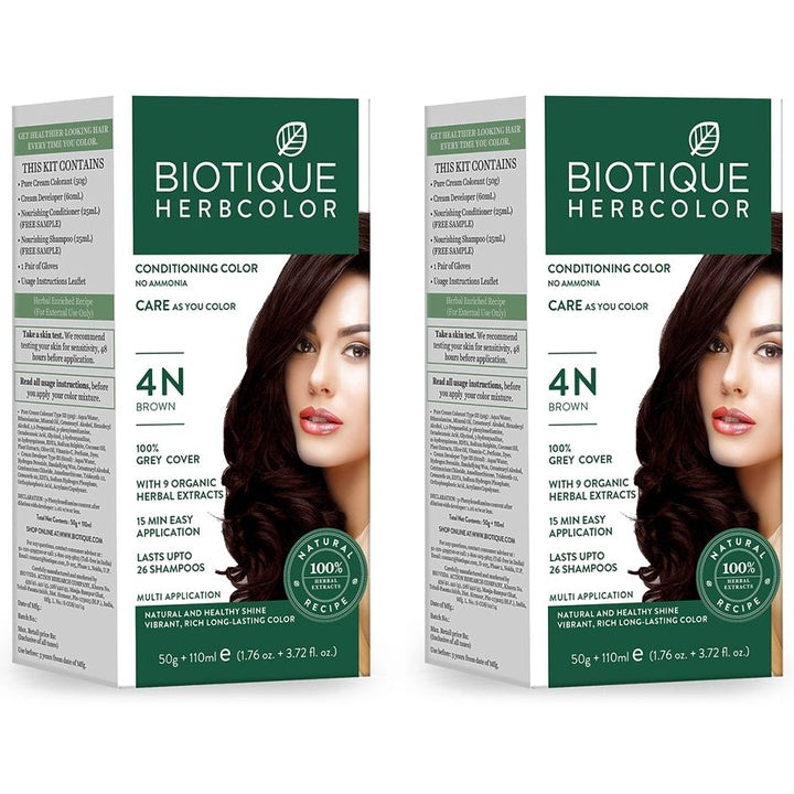 Biotique Set of 2 Hair Conditioning Herbcolor - Brown 4N