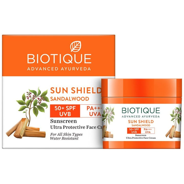 Biotique Sun Shield Sandalwood 50+SPF Ultra Protective Sunscreen Cream - 50g