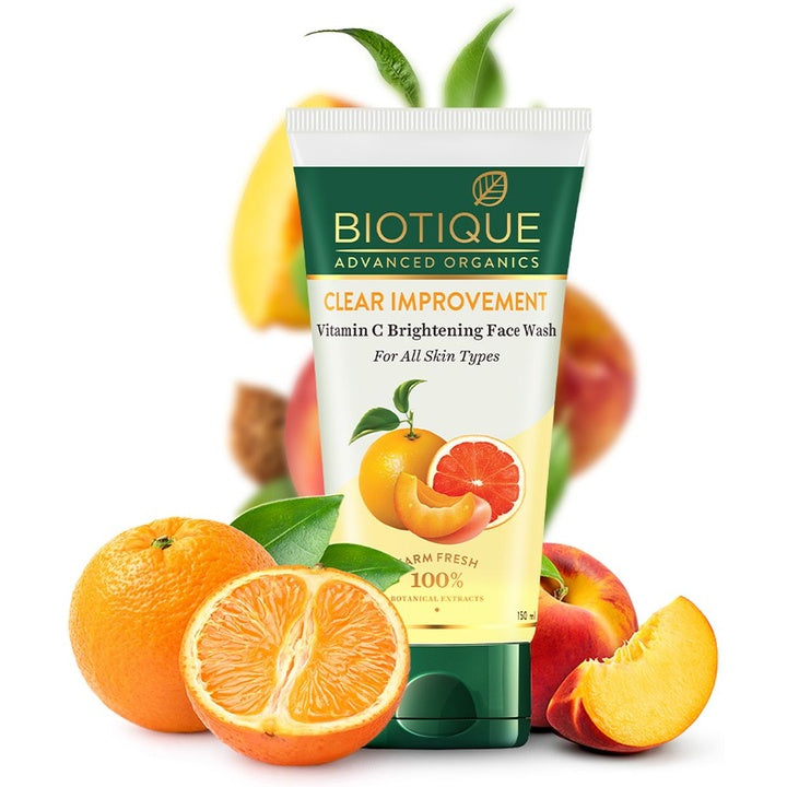 Biotique Clear Improvement Vitamin C Brightening Face Wash with Peach & Tangerine - 150 ml