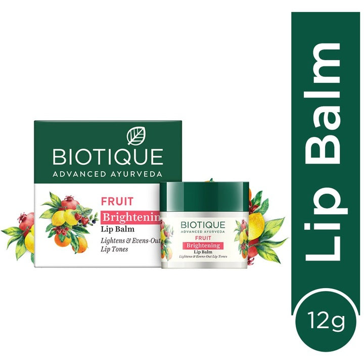 Biotique Fruit Brightening Lip Balm - Reduces Pigmentation & Evens out Lip tone - 12g
