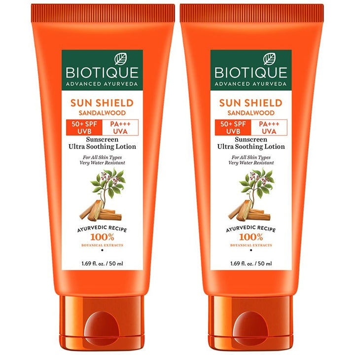 Biotique Set of 2 Bio Sandalwood SPF 50+ Ultra Soothing Sunscreen Lotions