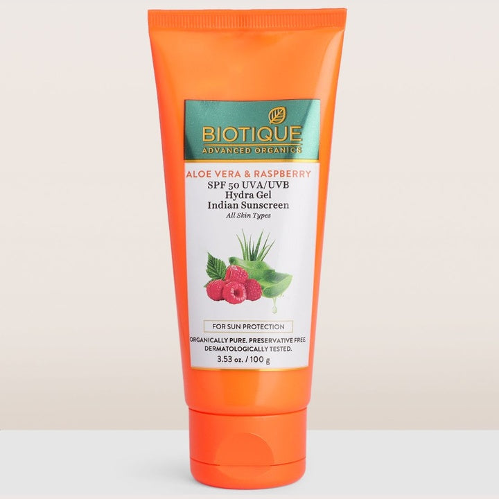 Biotique Aloevera & Raspberry SPF50 Hydra Gel Indian Sunscreen - 100 g