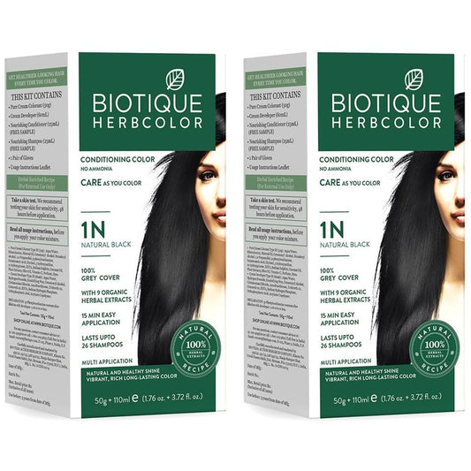 Biotique Herbcolor Set Of 2 No Ammonia Conditioning Hair Color - Natural Black 1N