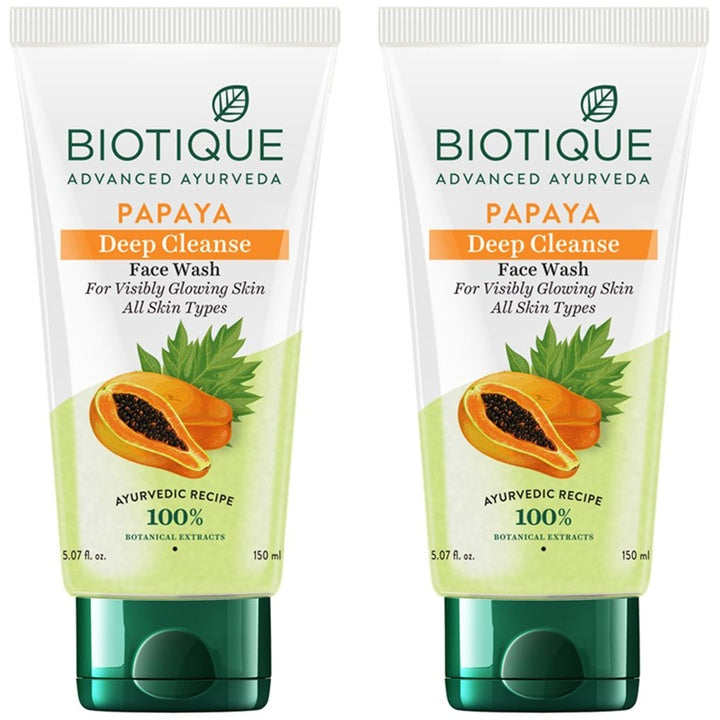 Biotique Set of 2 Papaya Deep Cleanse Visibily Glowing Skin Face Wash - 150ml each