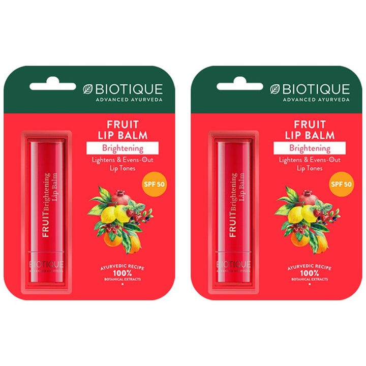 Biotique Set Of 2 Fruit Brightening Lip Balm - 4g Each