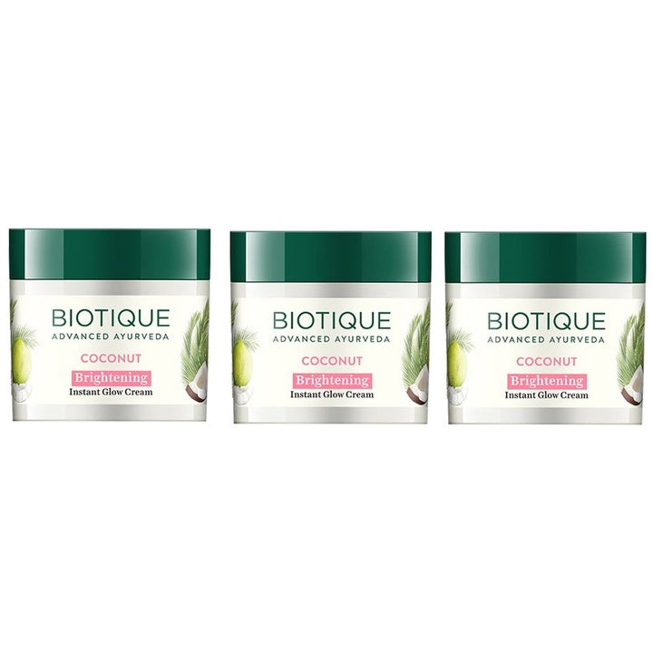 Biotique Set of 3 Coconut Brightening Instant Glow Cream - 50 g each