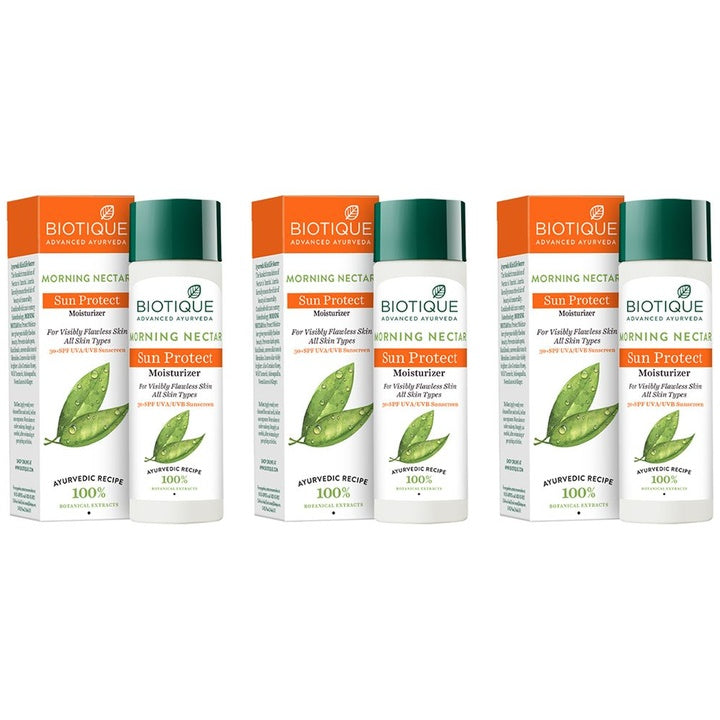 Biotique Set of 3 Morning Nectar SunProtect 30+SPF UVA+UVB Moisturizer - 120 ml each