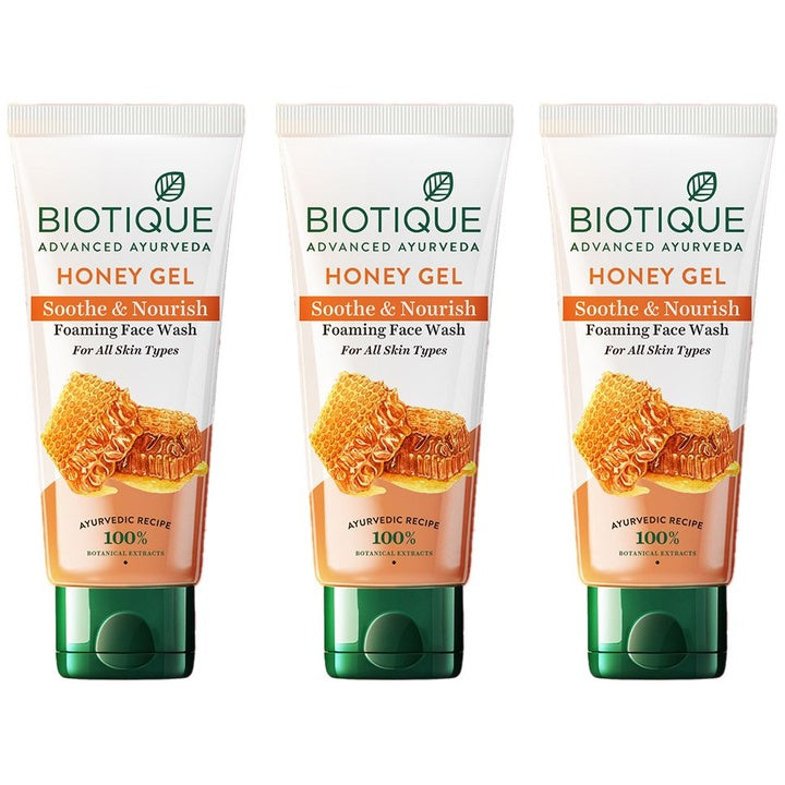 Biotique Set of 3 Honey Gel Soothe & Nourish Foaming Face Wash - 100 ml each